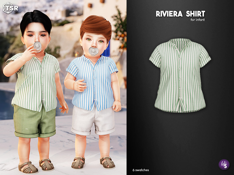 Sims 4 male-category clothing across ages CC Riviera Shirt infant by WisteriaSims