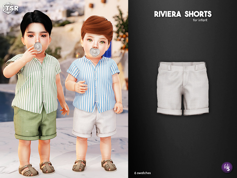 Sims 4 mens and boys beach swim and resort clothing CC Riviera Shorts infant by WisteriaSims