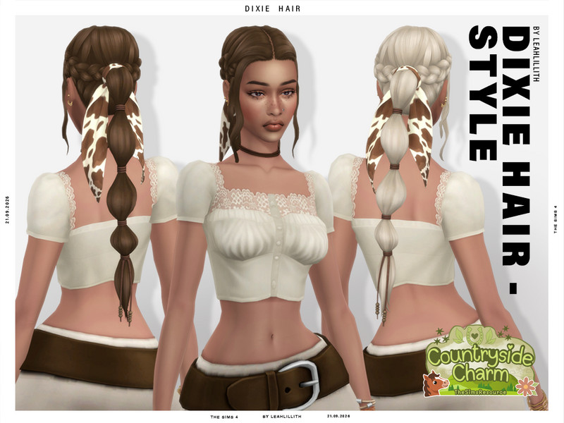 Sims 4 Black hairstyle CC Countryside Charm Dixie Long Bubble Braid Hairstyle by Leah_Lillith