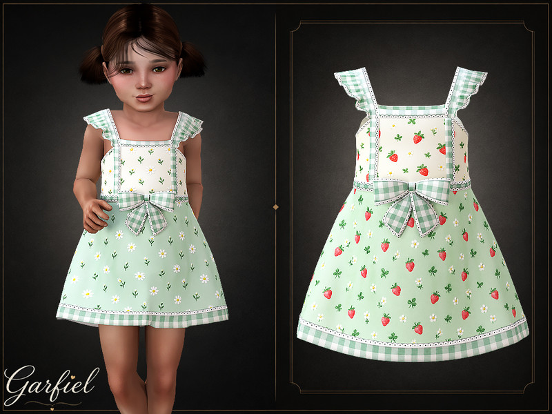 Sims 4 toddler girl clothing CC Toddler - Sweet gingham dress with flutter sleeves and bow by Garfiel