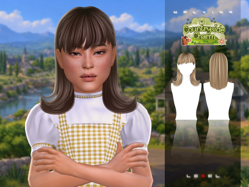 Sims 4 short and bob hairstyle CC LEXEL - Malvina medium child hairstyle by LEXEL_s