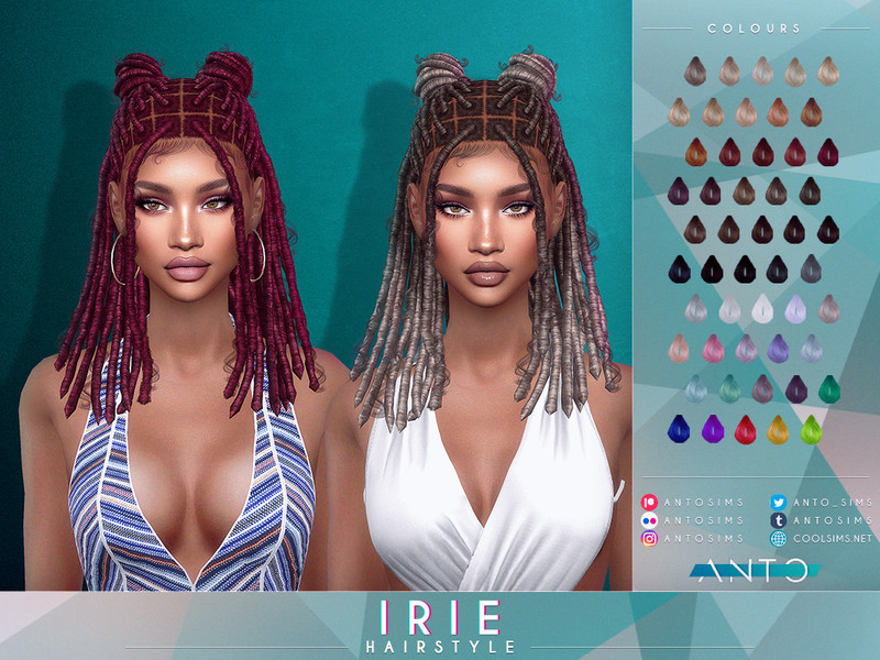 Sims 4 curly coily braided loc and afro hairstyle CC Irie Hairstyle by Anto