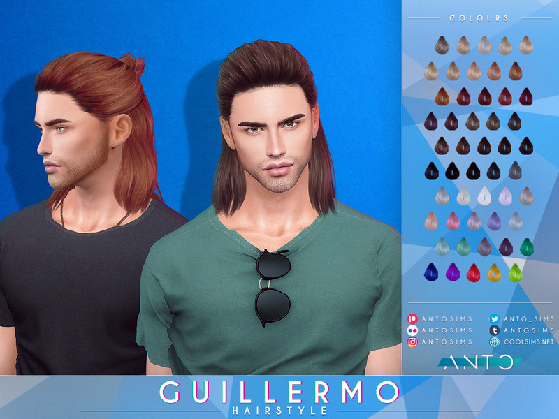 Sims 4 sculpted and creative hairstyle CC Guillermo Hairstyle by Anto