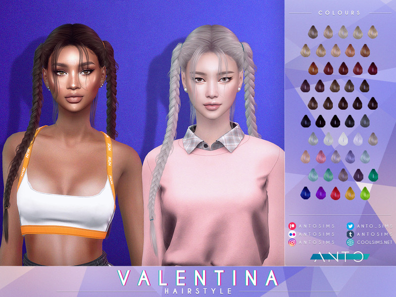 Sims 4 Black hairstyle CC Valentina Hairstyle by Anto