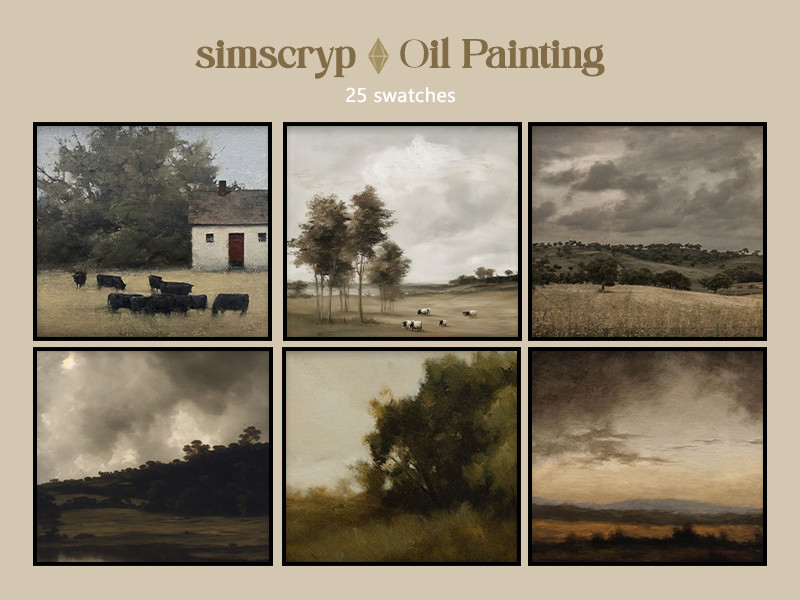 Sims 4 wall art CC Simscryp - oil painting by Simscryp