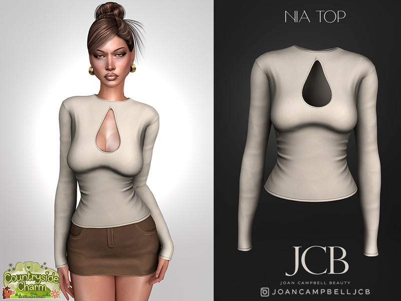 Sims 4 women’s top CC NIA CUT OUT TOP by Joan_Campbell_Beauty_