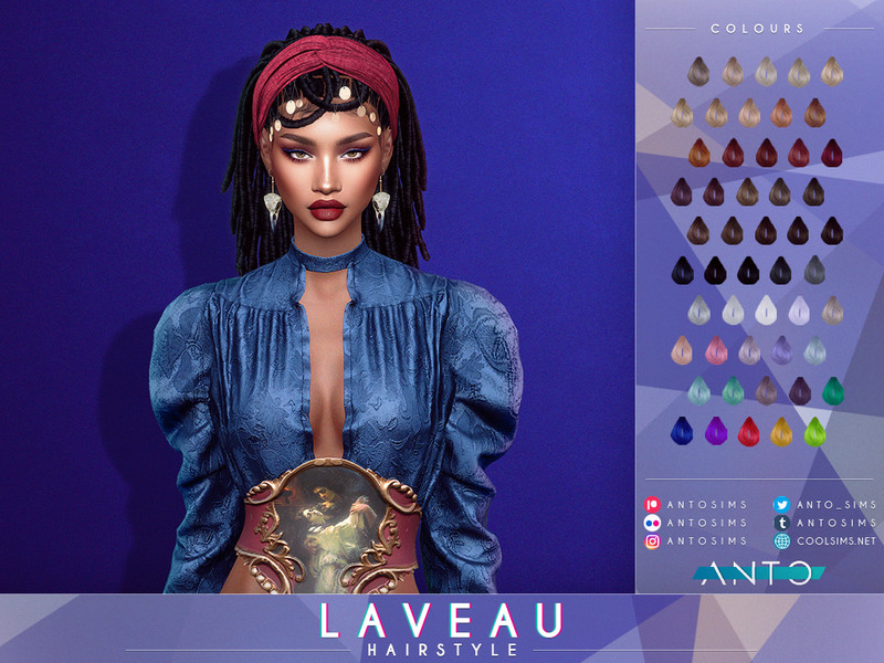 Sims 4 curly coily braided loc and afro hairstyle CC Laveau Hairstyle by Anto