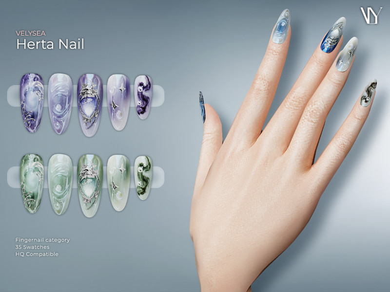 Sims 4 nail CC Herta Nail by VELYSEA
