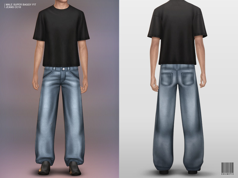 Sims 4 men’s clothing CC Male Super Baggy Fit Jeans by cosimetic