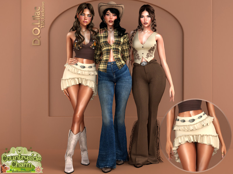 Sims 4 contemporary women’s clothing custom content CC Wildwood Charm Set -Bottom 3- by DOLilac