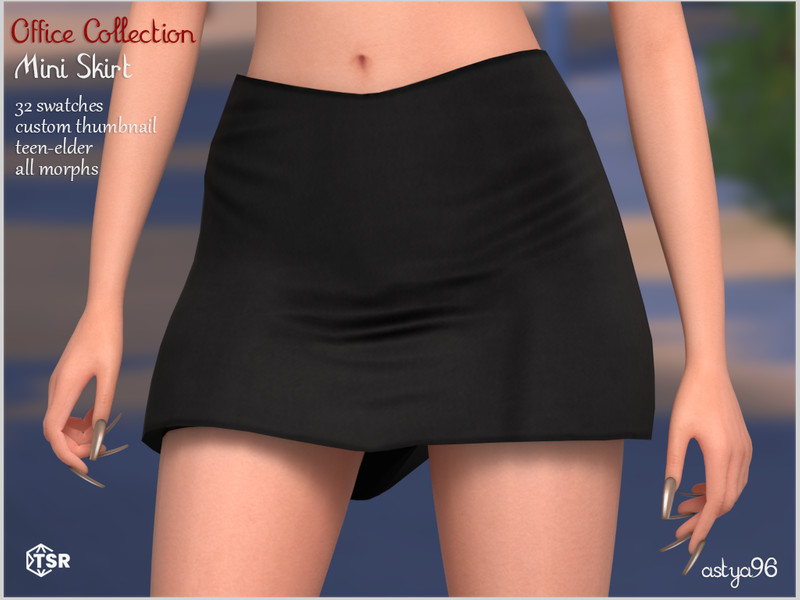 Sims 4 contemporary women’s clothing custom content CC Office Collection Mini Skirt by astya96cc