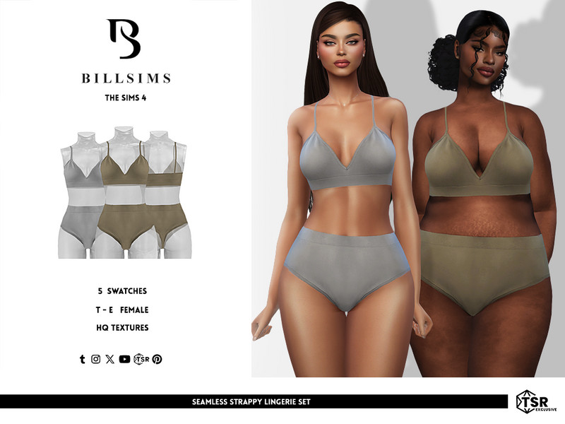 Sims 4 complete clothing set CC Seamless Strappy Lingerie Set by Bill_Sims