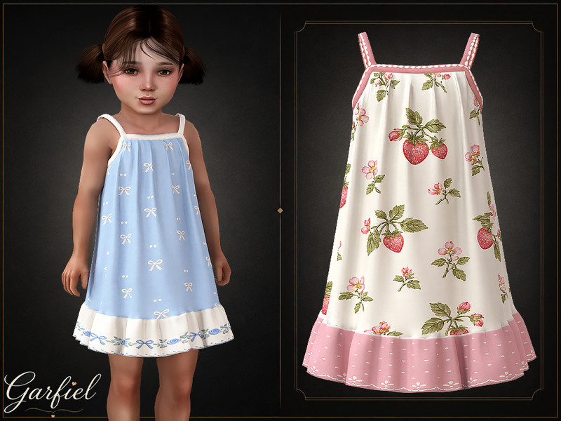Sims 4 toddler girl clothing CC Toddler - Sleeveless summer dress with delicate straps and ruffle hem by Garfiel