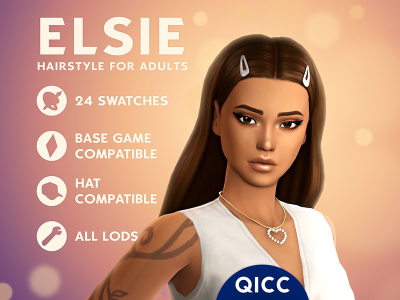 Sims 4 Maxis Match hair CC Elsie Hair by qicc