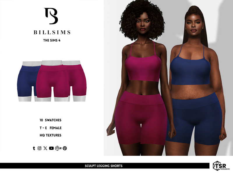 Sims 4 contemporary women’s clothing custom content CC Sculpt Legging Shorts by Bill_Sims