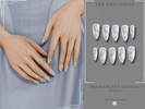 Sims 4 — Pearlescent Crystal Almond Nails by Glitterberryfly — A blue pearlescent crystal almond nail set