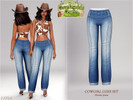 Sims 4 — Layla - Cowgirl Luxe Set - Halter top and Denim jeans by Layla — Top: Backless halter top featuring an iconic
