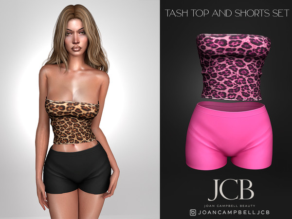 Sims 4 — TASH TUBE TOP AND SHORTS SET by Joan_Campbell_Beauty_ — INCLUDES: