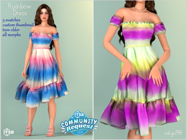 Sims 4 — Rainbow Dress by astya96cc — 5 swatches