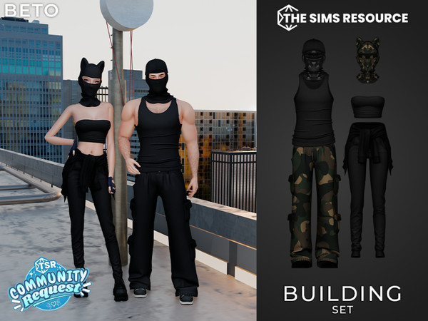 Sims 4 — Empire State Building Skywalkers - Set by Beto_ae0 — Fun and daring couple's outfit, enjoy!