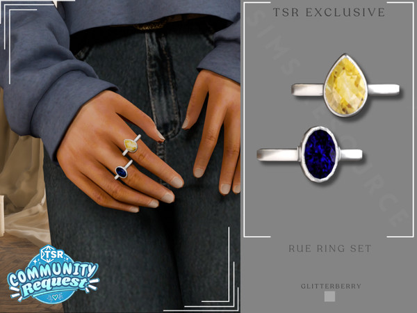 Sims 4 — Rue Ring Set by Glitterberryfly — A Rue inspired ring set for the right hand
