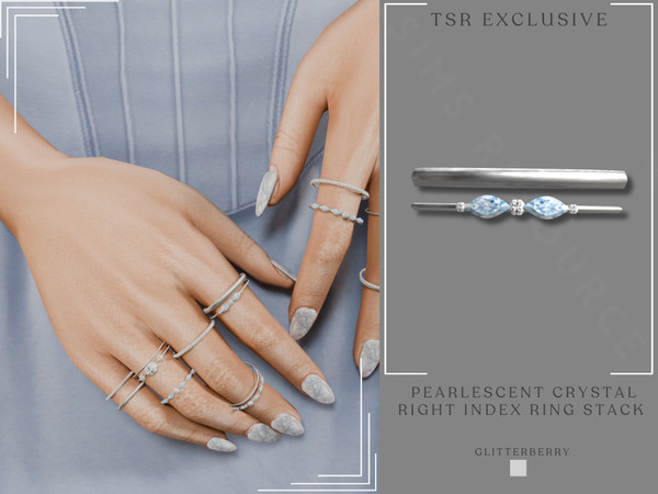 Sims 4 — Pearlescent Crystal Ring Finger Right Index Ring Stack by Glitterberryfly — A right handed ring stack set in