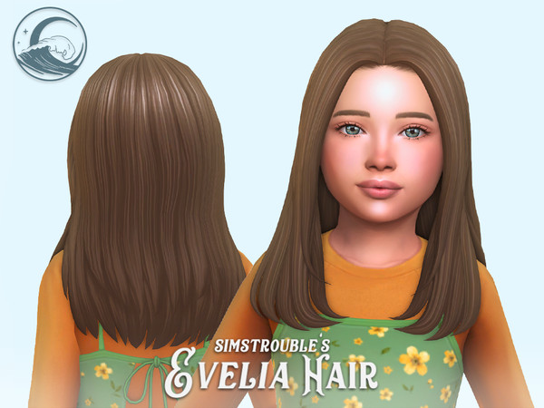 Sims 4 — Evelia V1 - Child Version by simstrouble — A sleek, medium-lenght hair featuring a middle part, soft