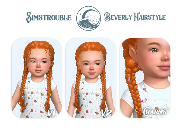 Sims 4 — Beverly Braids Charms by simstrouble — Boho-chic dutch braids accented with celestial charms and soft,