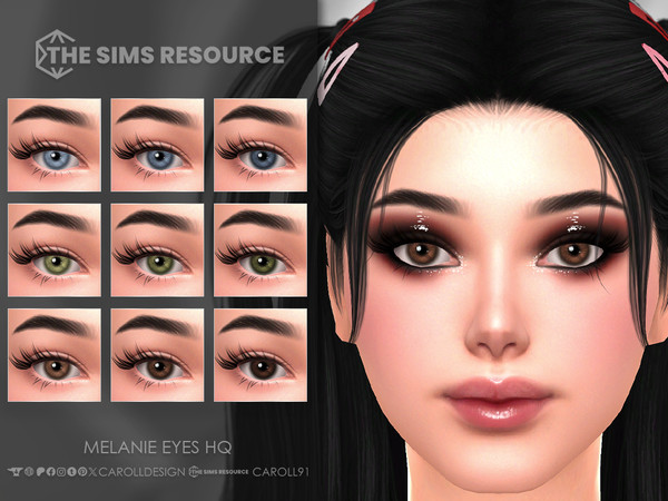 Sims 4 — Melanie Eyes HQ by Caroll912 — A 9-swatch face paint set of eyes in different shades of blue, green, and brown.