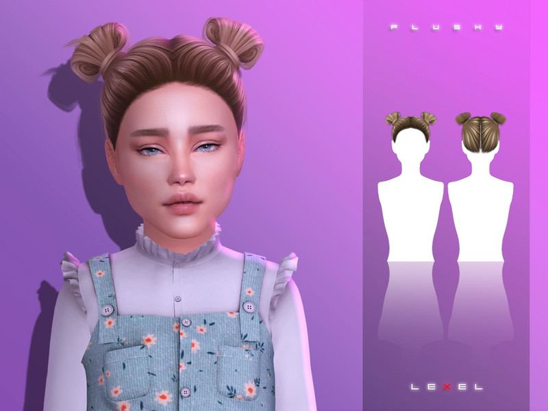 Sims 4 infant toddler and child hairstyle CC LEXEL - Plushy pigtail buns for child sims by LEXEL_s
