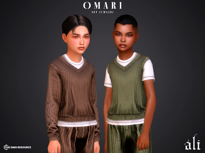 Sims 4 complete clothing set CC OMARI set - child by ali1