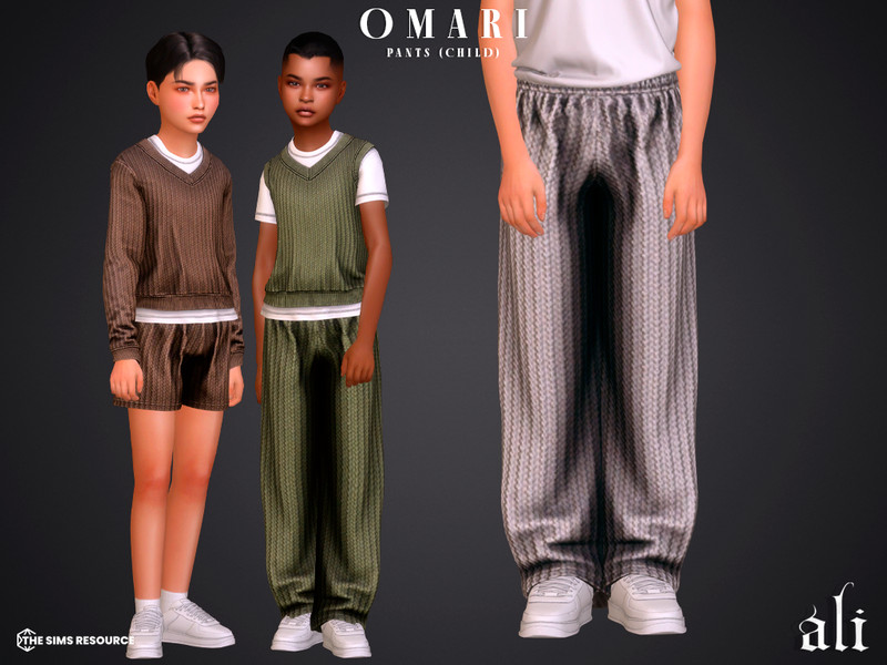 Sims 4 kids clothing CC OMARI pants - child by ali1