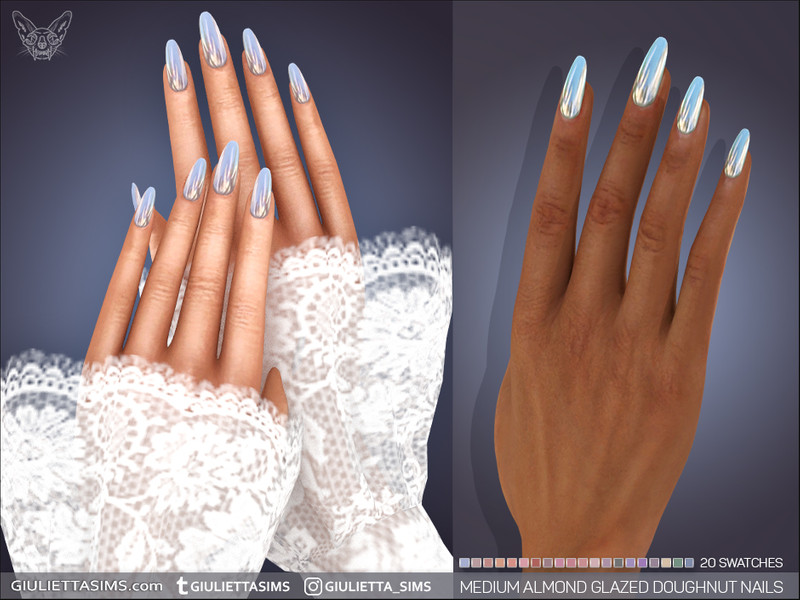 Sims 4 nail CC Medium Almond Glazed Donut Nails by feyona