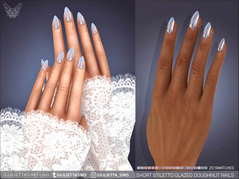 Sims 4 nail CC Short Stiletto Glazed Donut Nails by feyona