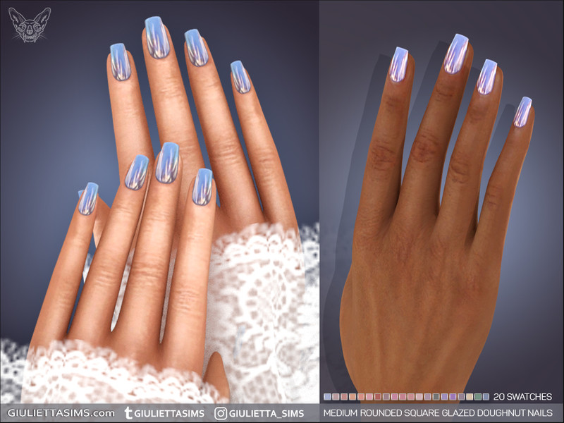 Sims 4 nail CC Rounded Square Glazed Donut Nails by feyona