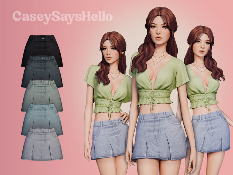 Sims 4 contemporary women’s clothing custom content CC Blaire Skirt by caseysayshello