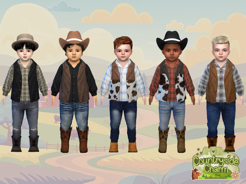 Sims 4 toddler boy clothing CC Hanging Country Vest Shirt Toddler by McLayneSims