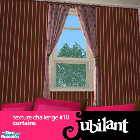Sims 2 — JUB Texture Chal #10 - Curtains by Jubilant — This is a recolor of Maxis curtains. It is the pink with
