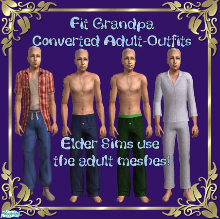 Sims 2 — Fit Grandpa Sleepwear by tiefliga — These outfits are converted and recolored from adult clothing. When your