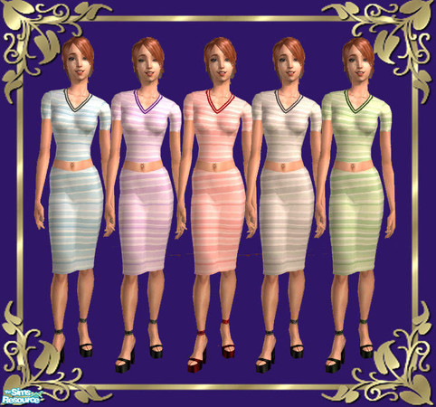 Sims 2 — Stripes by tiefliga — These dresses are based on the alpha-skirt mesh by marvine