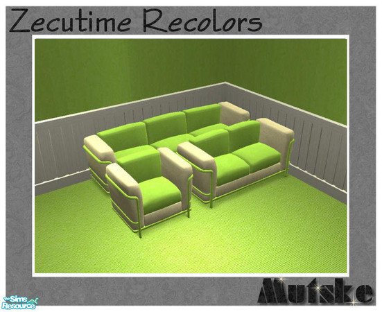 Sims 2 — Zecutime Recolors Lime - Sofa by Mutske — Recolor of the Zecutime seatings. Frame in Lime, fabric in Natural and