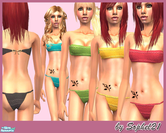 Sims 2 — SO_TeenCollection_006 by Sophel21 — set of 6 bandeau bikinis in summer colours for your teen girls. Bikini comes