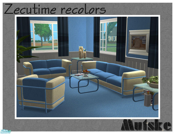 Sims 2 — Zecutime Recolors Blue by Mutske — First recolor set of the Zecutime sofa and my MensWorld Coffee- and Endtable.