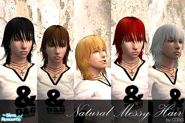 Sims 2 — Natural Messy Hair for Male by coris — Teen~Elder. 4 natural colors and silver.