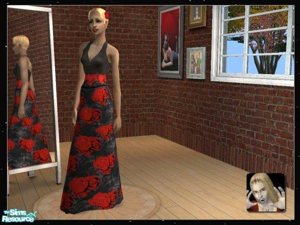 Sims 2 — Maxis Match: Flamenco Dress Red by c_literati — Dress to match the OFB hairstyle with the red rose.