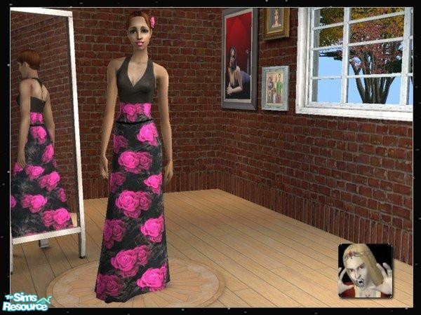 Sims 2 — Maxis Match: Flamenco Dress Pink by c_literati — Dress to match the OFB hairstyle with the pink rose. 