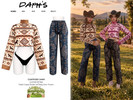 Sims 4 — Countryside Charm - Dakota Cropped Sweater and Paisley Denim Trousers by Daph's — Dakota Cropped Sweater and