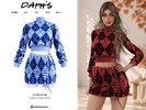 Sims 4 — Argyle Knit Sweater and Skirt by Daph's — Argyle Knit Sweater and Skirt is a cozy two-piece outfit featuring a