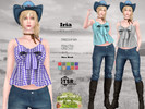 Sims 4 — COUNTRYSIDE CHARM - IRIA - Bow Top by Helsoseira — Style - Plaid Pattern Waist-Cinching Bow Strap Top