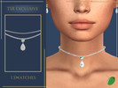 Sims 4 — Aster Moss Diamond Choker by Pitted0live — Moss agate gemstone choker with diamonds Custom catalog image